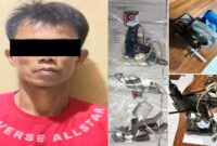 Kolase foto tersangka dan barang bukti yang diamankan polisi.