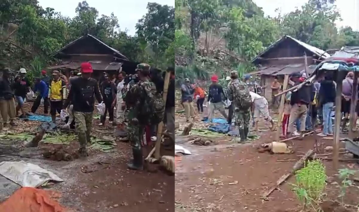 Kolase foto saat tim gabungan melakukan evakuasi korban di blok 3 Pekon Gunung Doh, BNS, Tanggamus, Senin 30 Desember 2024 | Edi Hidayat/Media Prioritastv.com.