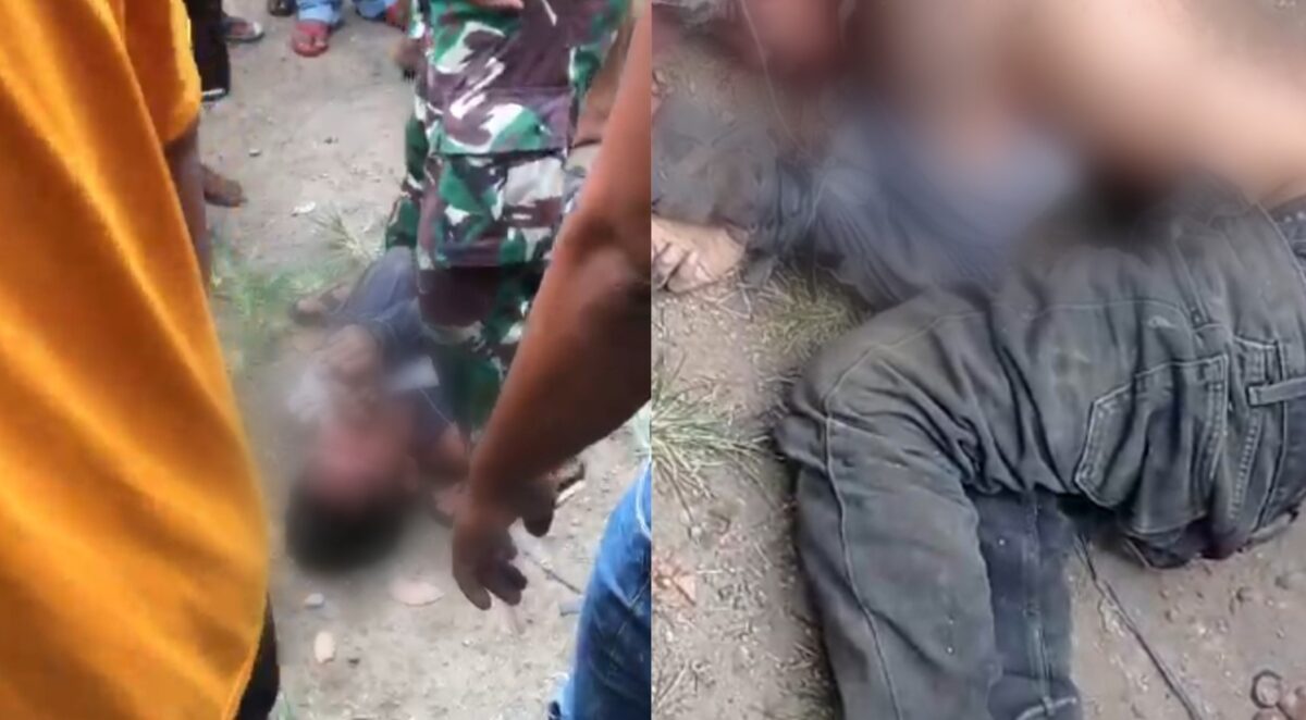 Kolase foto saat terduga pelaku diamuk massa usai tertangkap mencuri handphone, Sabtu 14 Desember 2024, sore | Tangkapan Layar Video.