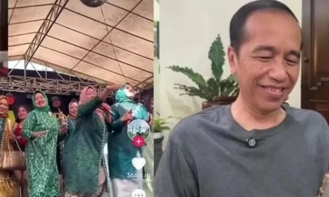 Kolase foto Susilawati saat videonya viral dan mantan Presiden RI Jokowi saat memberikan reaksi video viral lagu waktu ku kecil. 