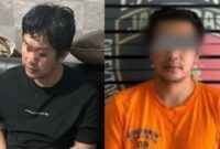 Kolase Foto tersangka Ahmad Ramadhan saat baru ditangkap dan setelah dirilis Polda Lampung, Senin 2 Desember 2024.