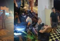 Kolase foto saat polisi melakukan olah TKP, kendaraan korban kecelakaan dan saat polisi meminta keterangan pemotor Agus Salim, Sabtu 7 Desember 2024 | Davit/Media Prioritastv.com.