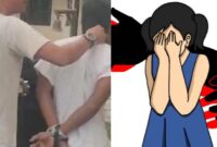 Kolase foto tersangka YO saat digelandang polisi, Senin 9 Desember 2024 dan ilustrasi pencabulan anak dibawah umur.