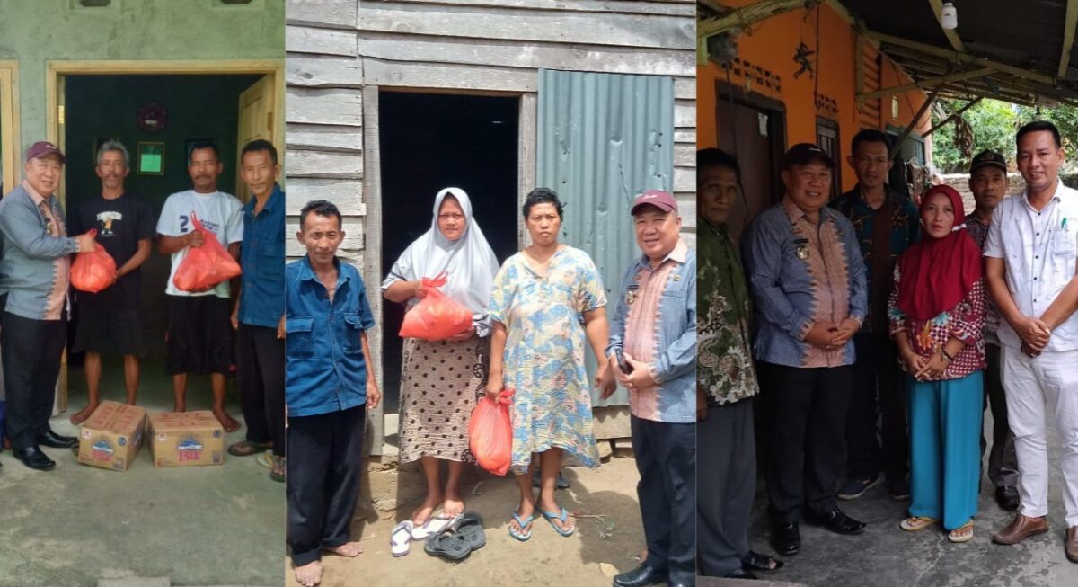 Kolase foto PLT. Kadis Sosial Tanggamus Hardarsyah saat mengunjungi korban terdampak badai, warga sakit kanker payudara dan keluarga pelajar SMA sakit kanker di Kota Agung, Tanggamus, Kamis 12 Desember 2024 | Herdi/Media Prioritastv.com.
