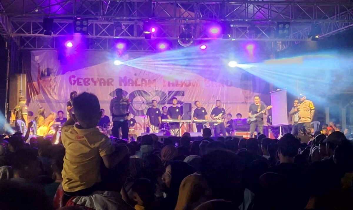 Pengamanan Malam Tahun Baru di Gebyar Jalan Lurus di Terminal Kota Agung, Selasa 31 Januari 2024, malam | Herdi/Media Prioritastv.com.