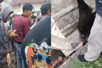 Kolase foto saat warga berkerumun usai menemukan jenazah pria diduga kecelakaan di Way Lunik, Panjang, Bandar Lampung, Rabu 1 Januari 2025 | Dok. Tangkapan Layar Video.