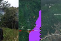 Kolase foto pelepasan terakhir petasan mengiringi perjalanan gajah liar memasuki TNBBS dan pergerakan GPS Collar gajah kelompok bunga, Selasa 7 Januari 2025.