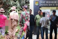 Kolase foto saat mayat Nadi ditemukan pada Jumat 10 Januari 2025 dan saat tersangka BA ditangkap Polisi, Sabtu 11 Januari 2025 | Dok. Polres Way Kanan.