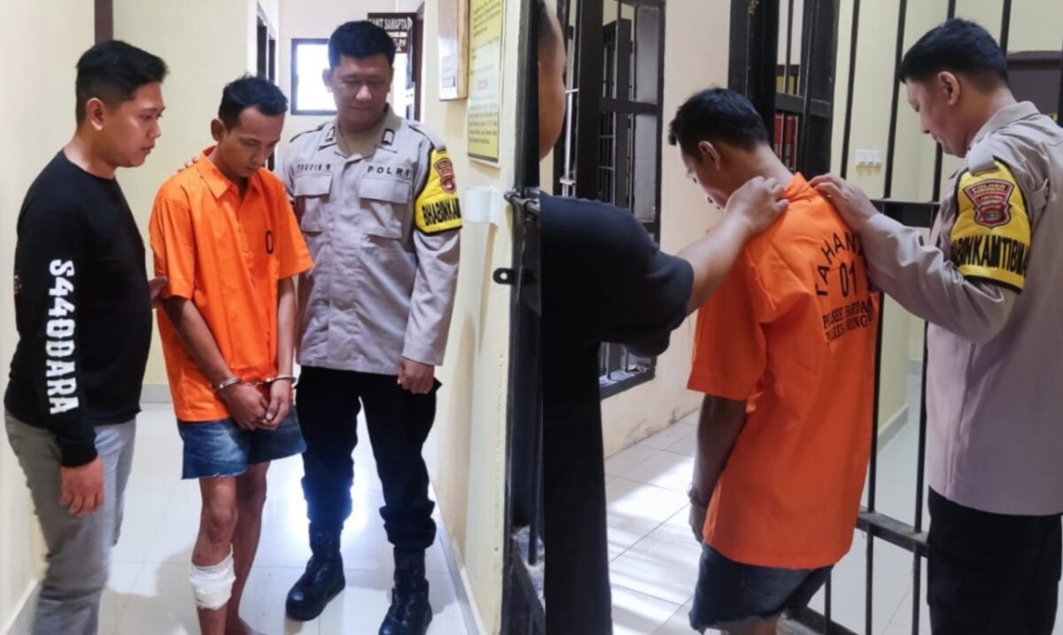 Kolase foto saat tersangka akan dijebloskan ke sel tahanan, Kamis 23 Januari 2025 | Dok. Polres Pringsewu.