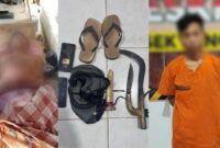 Kolase foto saat korban dievakuasi ke rumah kakaknya, barang bukti yang diamankan dan tersangka Anto Julianto yang berhasil ditangkap polisi, Kamis 23 Januari 2025 | Suroso/Media Prioritastv.com/Polsek Bengkunat.