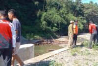 Peninjauan BPBD Tanggamus di bendungan way pihabung, sukabanjar, kota agung timur, Jumat 24 Januari 2025.