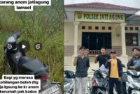 Kolase foto saat postingan warga menemukan sepeda motor di semak-semak karang anom jati agung dan saat para korban mengambil motornya di Polsek Jati Agung, Selasa 28 Januari 2025 | Dok. Istimewa.