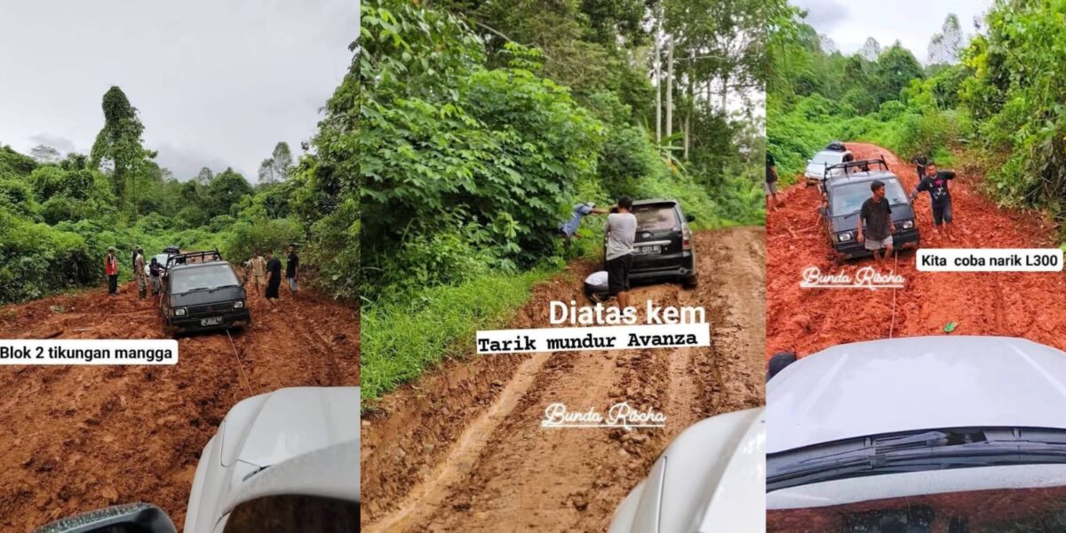 Kolase foto kondisi jalan lintas Suoh - Tanggamus yang mengalami kondisi rusak berat yang diabdadikan warga | Dok. Bunda Rischa.