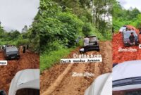 Kolase foto kondisi jalan lintas Suoh - Tanggamus yang mengalami kondisi rusak berat yang diabdadikan warga | Dok. Bunda Rischa.