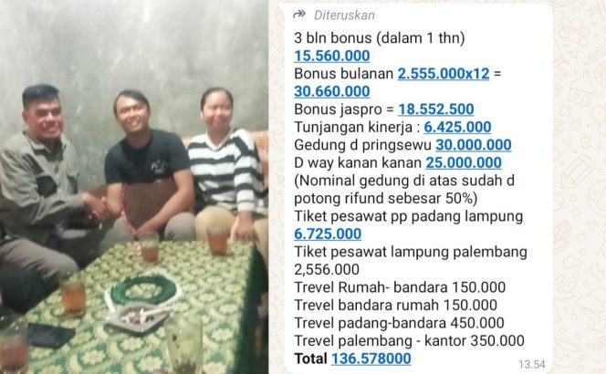 
 Kolase foto pertemuan pelapor dan terlapor serta chat permintaan uang ratusan juta jika ingin perdamaian disetujuai | Dok. Keluarga Terlapor.