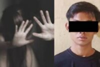 Kolase foto ilustrasi pencabulan anak dibawah umur dan tersangka BGS yang ditangkap Polsek Terbanggi Besar, Lampung Tengah.