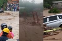 Kolase foto saat mobil terbawa banjir di Bandar Lampung dan Jembatan Merah Sumur Putri tergusur banjir, Jumat 17 Januari 2025 | Tangkapan Layar Video.