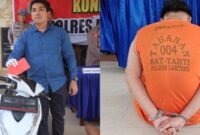 Kolase foto sepeda motor korban yang digadaikan tersangka dan tersangka Rafly saat dihadirkan dalam konferensi pers Polres Lampung Tengah, Jumat 31 Januari 2025.