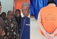 Kolase foto saat kelurga korban Rah menyampaikan harapan dan saat tersangka Raf ditunjungan dalam konferensi pers di Polres Lampung Tengah, Jumat 31 Januari 2025. 
