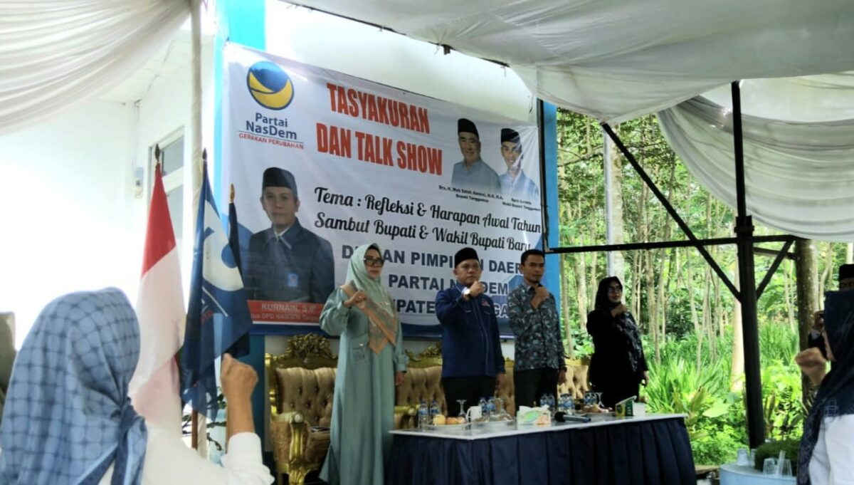 Kegiatan Tasyakuran dan Talk Show Bupati, Wakil Bupati Terpilih di DPD NasDem Tanggamus, Sabtu 1 Februari 2025 | Herdi/Media Prioritastv.com.