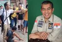 Kolase foto saat Bripka Agus Simanjuntak yang berhasil mengamankan pelaku Curas bersenpi di Bandar Lampung dan anggota DPD RI asal Lampung Bustami Zainudin yang memberikan apresiasi.