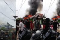 Kolase foto siaran langsung dan unggahan video kebakaran di Way Tenong, Lampung Barat, Minggu 2 Februari 2025 | Tangkapan Layar Video.