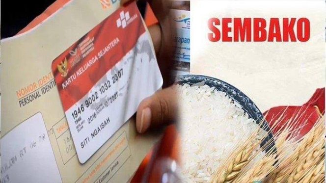 Ilustrasi kartu penerima manfaat dan barang yang diterima dalam program BPNT.