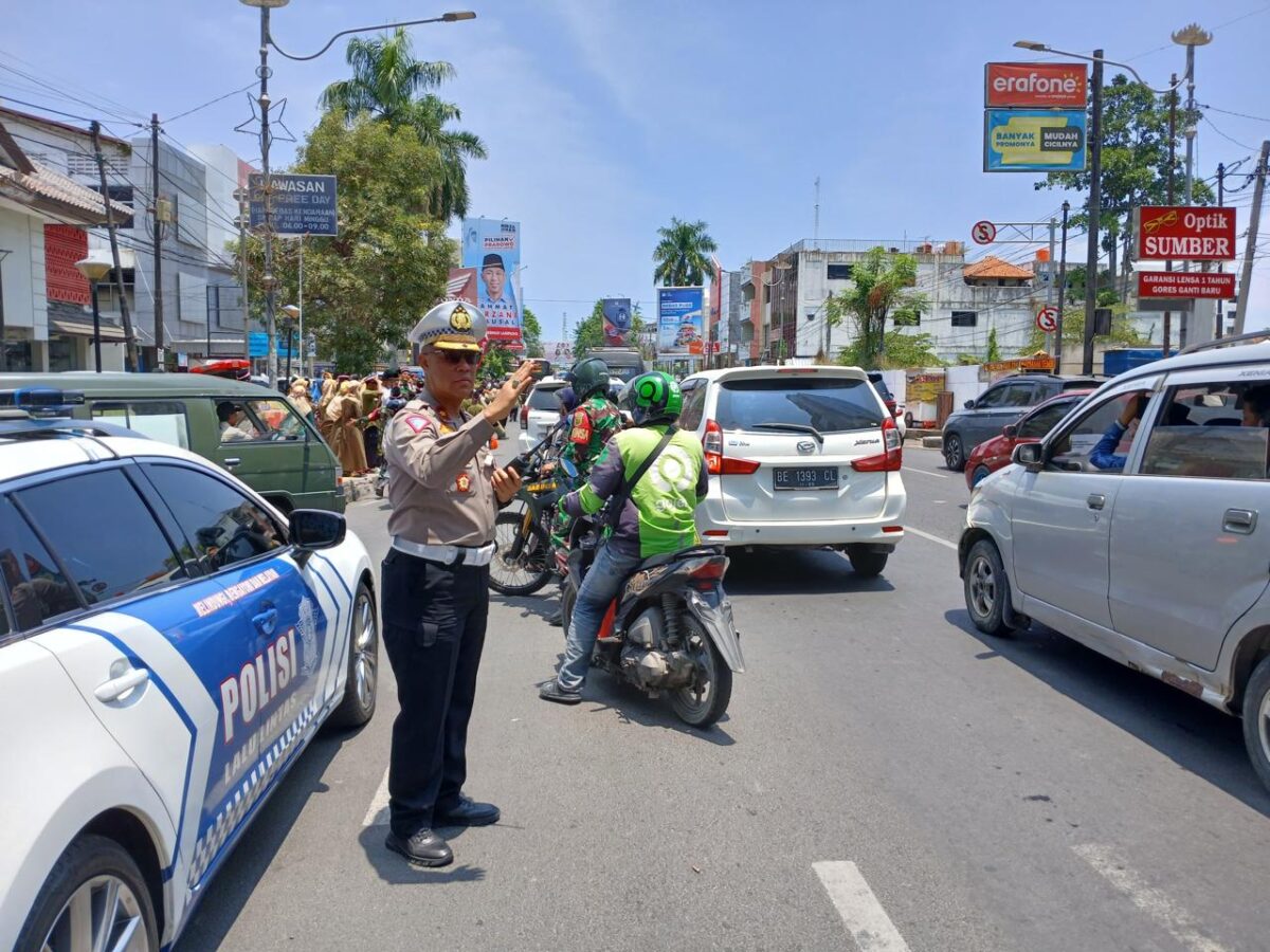 Pengaturan Lalu Lintas di Bandar Lampung | Dok. Humas Polda Lampung.
