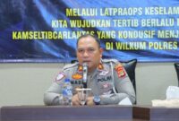 Kasat Lantas Polres Tanggamus Iptu I Made Agus Dwi Dayana, saat memberikan pemaparan pelaksanaan Operasi Simpatik Krakatau 2025, Jumat 7 Februari 2025.