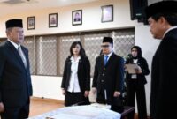 Pelantikan Andi Wijaya, sebagai Inspektur II pada Inspektorat Jenderal Kementerian Transmigrasi Republik Indonesia oleh Sekretaris Jenderal Kementerian Transmigrasi, Danton Ginting Munthe di Jakarta,Selasa, 4 Februari 2025 | Dok. Istimewa.