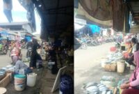 Kolase foto pedagang ikan di pasar Kota Agung Tanggamus di jalan pasar setempat, Selasa 11 Februari 2025 | Dok. Marcell.