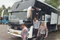 Pengecekan Bus Damri oleh Sat Lantas Polres Tanggamus, Rabu 12 Februari 2025 | Dok. Humas Polres Tanggamus.