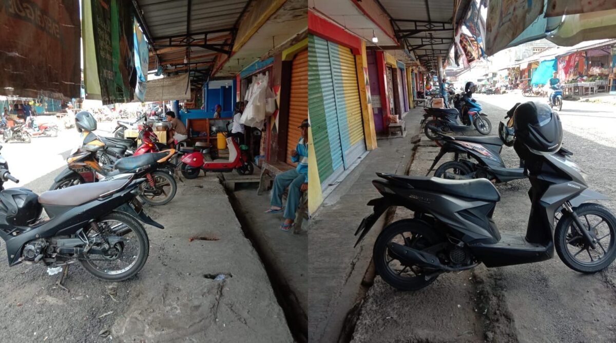 Kolase foto yang dikirim Kadis Koperindah Tanggamus, Retno Novia Damayanti paska penertiban pedagang ikan berjualan di jalan pasar, Rabu 12 Februari 2025.