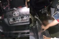 Kolase foto kondisi mobil dan pengemudi yang disebutkan sebagai Kakon Way Manak usai diamuk massa, Selasa 18 Februari 2025, malam | Dok. Tangkapan Layar Video.