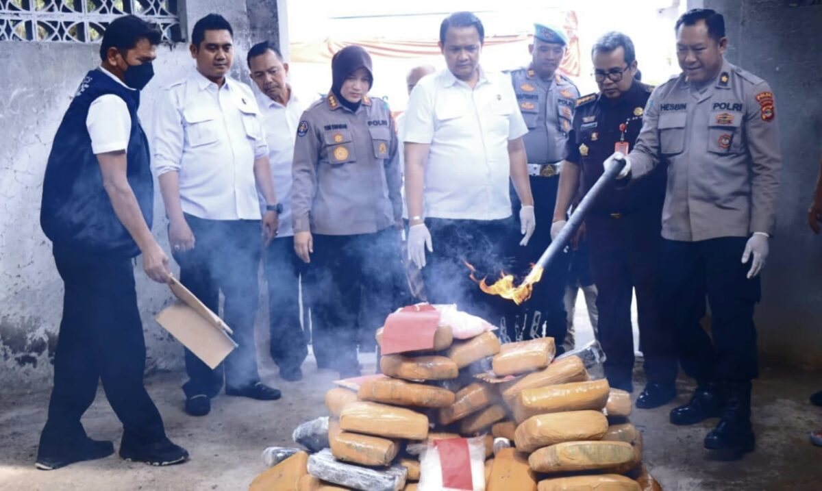 Pemusnahan barang bukti Narkotika senilai 10,7 Miliar di Krematorium, Lempasing, Lampung, Rabu 19 Februari 2025 | Dok. Humas Polda Lampung.