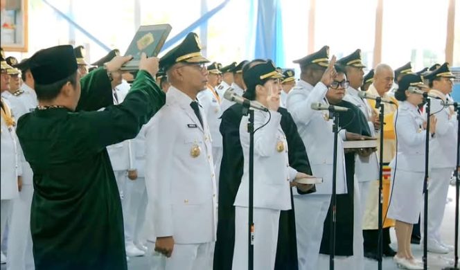 Prosesi Pelantikan Gubernur Lampung Terpilih Rahmat Mirzani Djausal dan Wakil Gubernur Lampung Terpilih Jihan Nurlela, Masa Jabatan 2025 - 2030 di Jakarta, Kamis 20 Februari 2025.