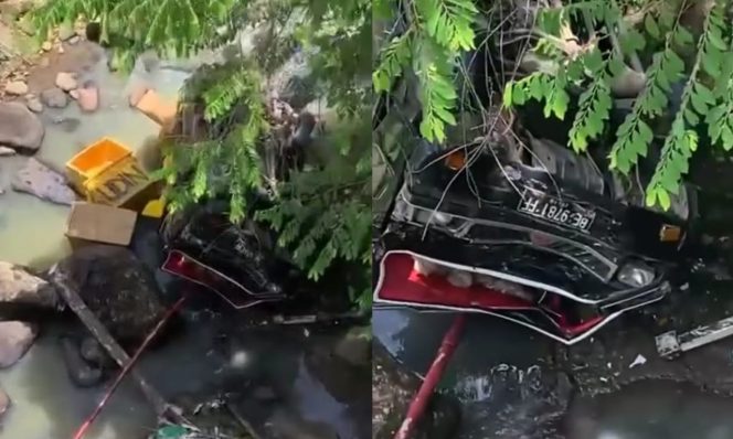 
 Kolase foto mobil pickup L300 yang diabadikan warga dari jarak dekat usai kecelakaan, Sabtu 22 Februari 2025 | Dok. Tangkapan Layar Video.