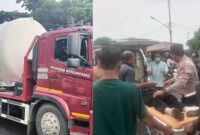 Kolase foto truk tangki yang menabrak korban dan saat korban Vika yang dievakuasi polisi, Senin 24 Februari 2025 | Dok. Humas Polres Pringsewu.