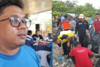 Kolase foto Ketua MSA saat memberikan keterangan dan saat ratusan orang memungut sampah di Pantai Muara Indah, Kota Agung dalam HPSN Tahun 2025, Rabu 26 Februari 2025 | Herdi/Media Prioritastv.com.