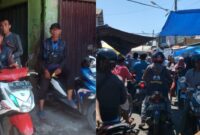 Aktifitas pengojek pasar kota agung tanggamus yang sedang menunggu penumpang dan pengunjuny pasar yang memludak, Jumat 28 Februari 2025 | Herdi/Media Prioritastv.com.