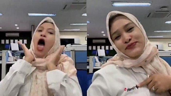Kolase foto Pegawai PT Timah, Wenny Myzon menghina pegawai honorer yang menggunakan BPJS Kesehatan | Tangkapan Layar.