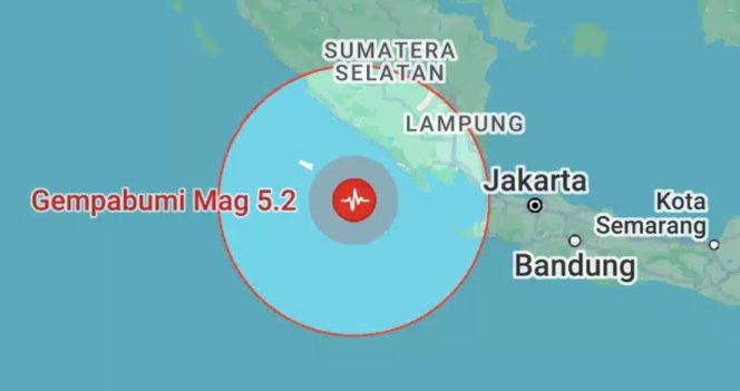 
 Titik Gempa di Pesisir Barat Lampung, Sabtu 8 Februari 2025 pukul 12.00.33 WIB | Dok. Google Map.