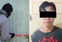 Kolase foto ilustrasi pembobolan rumah dan tersangka yang berhasil ditangkap polisi, Jumat 21 Februari 2025.
