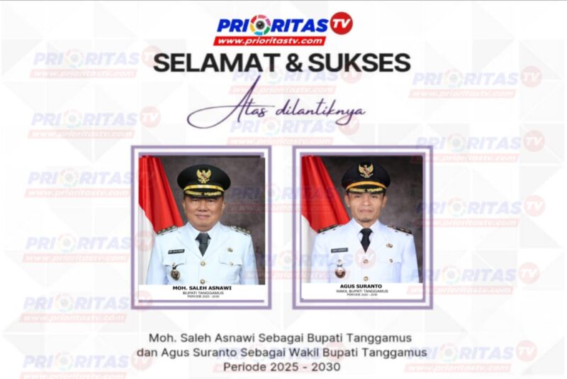Flyer ucapan selamat kepada Bupati dan Wakil Bupati Tanggamus | Media Prioritastv.com.