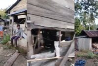 Kolase foto warga yang berada di lokasi dan kondisi gubuk yang dirusak kelompok gajah liar di umbul 8 pekon talang asahan, semaka, Senin 3 Maret 2025 | Dok. Istimewa.