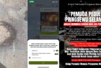 Kolase foto jalan berlubang di Pringsewu dan flyer informasi donasi mandiri pebaikan jalan berlubang, Senin 3 Maret 2025 | Dok. Istimewa.