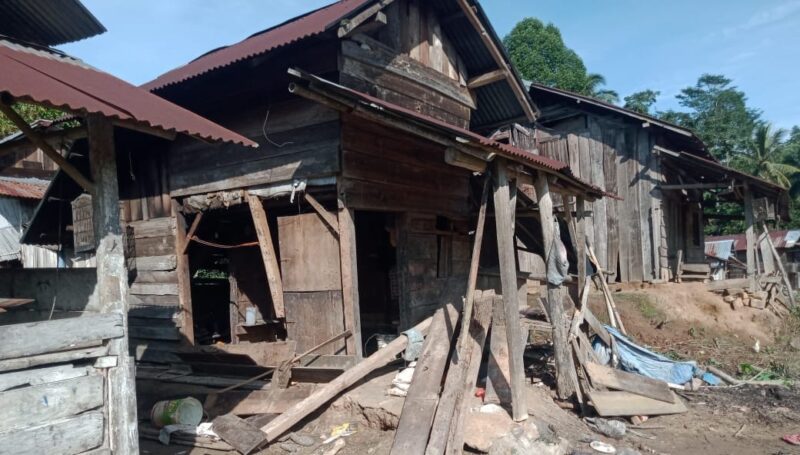 Rumah gubuk warga yang dirusak gajah kelompok bunga di Umbul 8, Pekon Karang Agung, Semaka, Tanggamus, Senin 3 Maret 2025 | Dok. Istimewa.