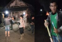Kolase foto tim yang bersiaga di Dusun Umbul 8, Karang Agung dengan peralatan mercon seadanya, Senin 3 Maret 2025 | Dok. Istimewa.