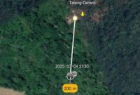 Posisi gajah kelompok bunga berada di 200 meter dekat Talang Darwin, BNS, Tanggamus, Selasa 4 Maret 2025 pukul 21.30 WIB | Dok. Istimewa.