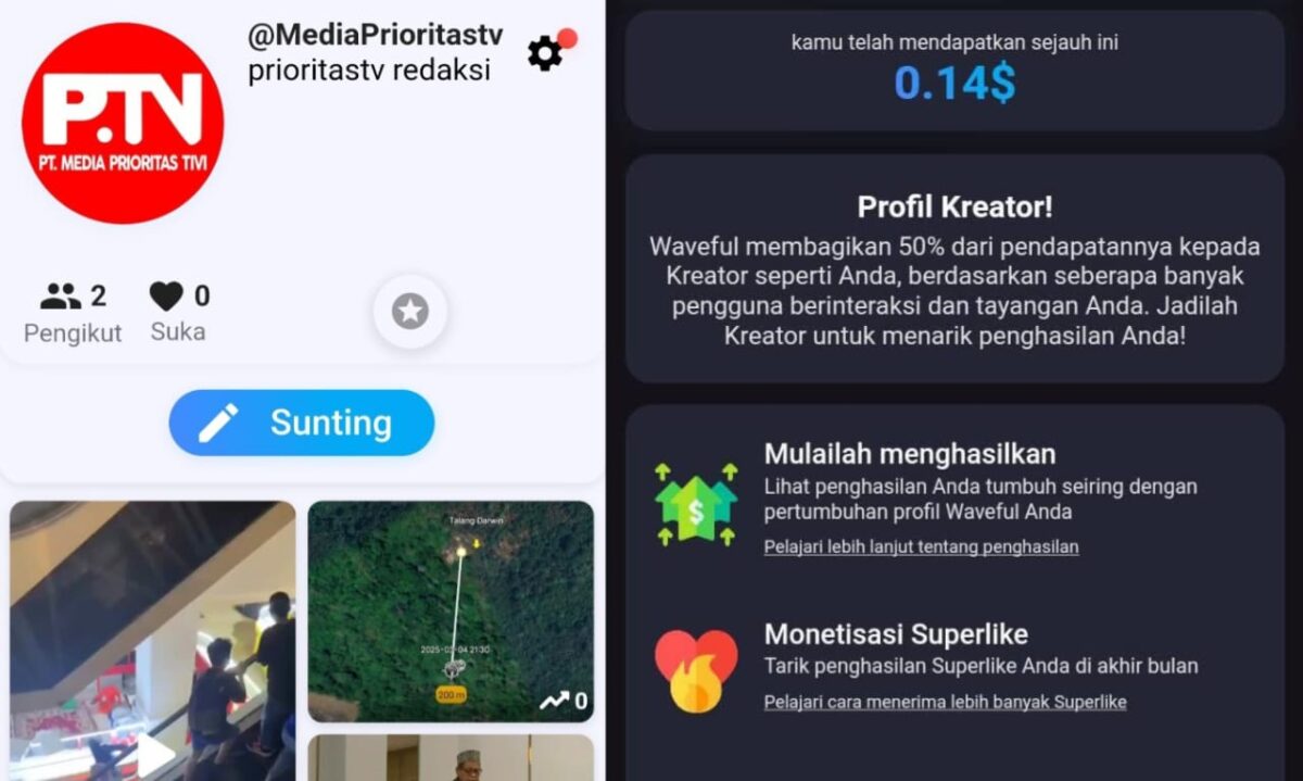 Kolase foto tampilan Waveful Media Prioritastv.com.